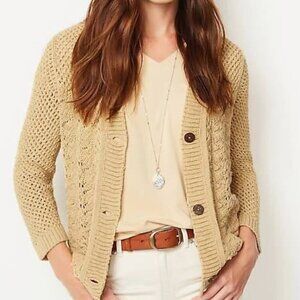 J. Jill Place Texture Button Front Cardigan In Honeycomb Yellow Size Large